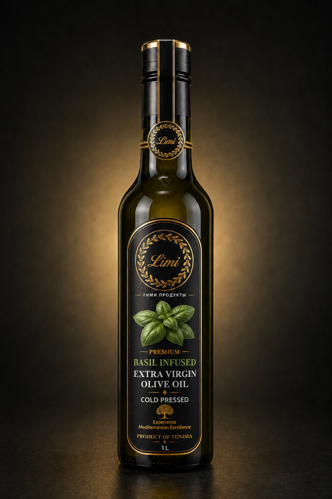 LIMI Food basil infused extra virgin olive oil, 500 mL bottle