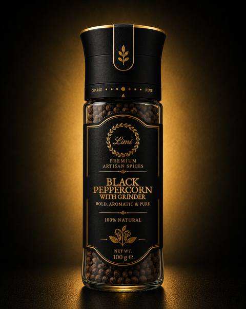 LIMI Food black peppercorns in an adjustable 80 g grinder
