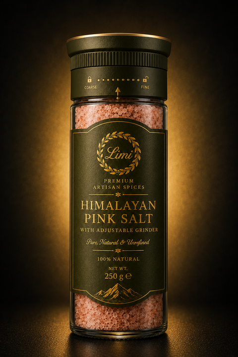 LIMI Food Himalayan pink salt in an adjustable 200 g grinder