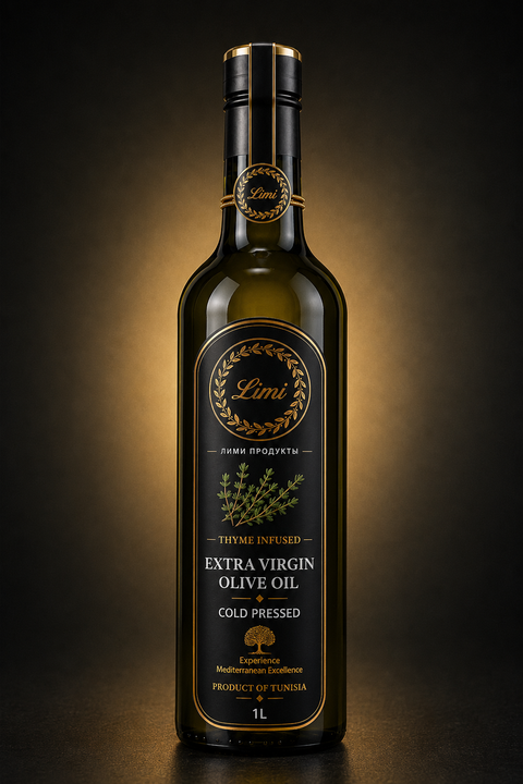 LIMI Food thyme infused extra virgin olive oil, 500 mL bottle